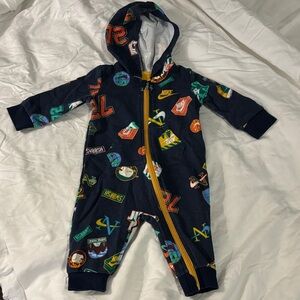 Nike Kids Navy Footie with Multicolor Graphics